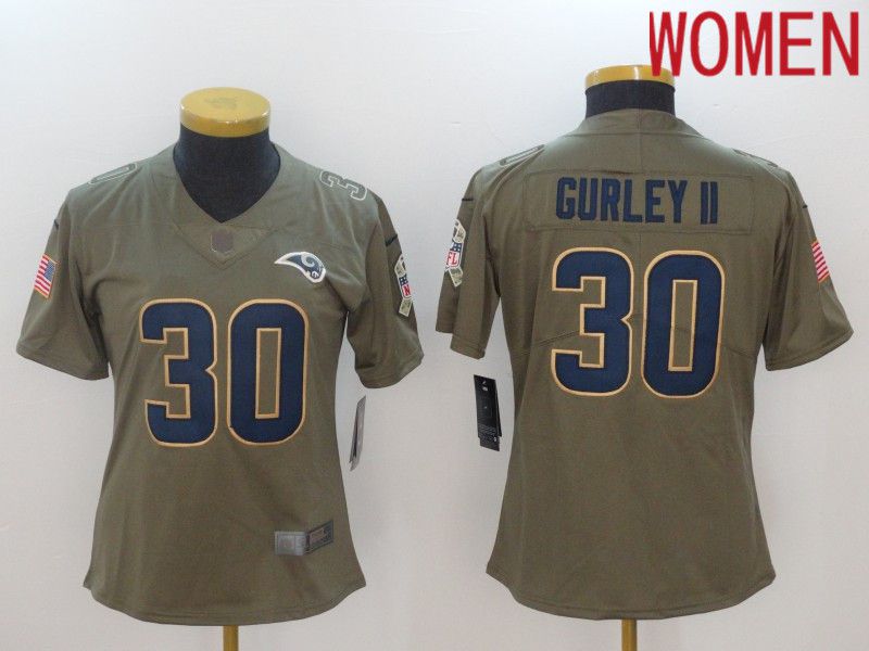 Women Los Angeles Rams 30 Gurley ii Green Nike Olive Salute To Service Limited NFL Jersey